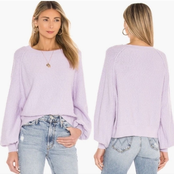 Free People Sweaters - Free People Found My Friend Lavender Boucle Knit Oversized Sweater Size Small